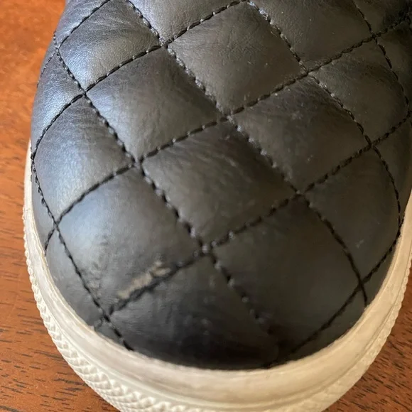 Black quilt style slip on tennis shoes good shape with a couple small scuffs - Picture 3 of 8